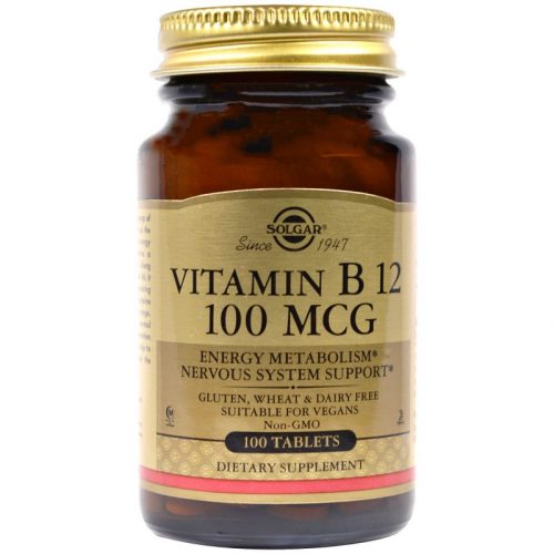 Vitamina B12 100 mg. 100 comprimidos. Solgar