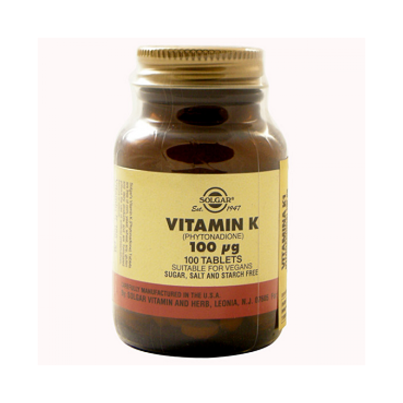 Vitamina K 100 mg. 100 comprimidos. Solgar
